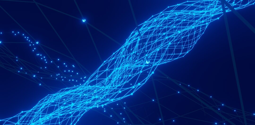 Abstract AI neural network visualization with glowing nodes